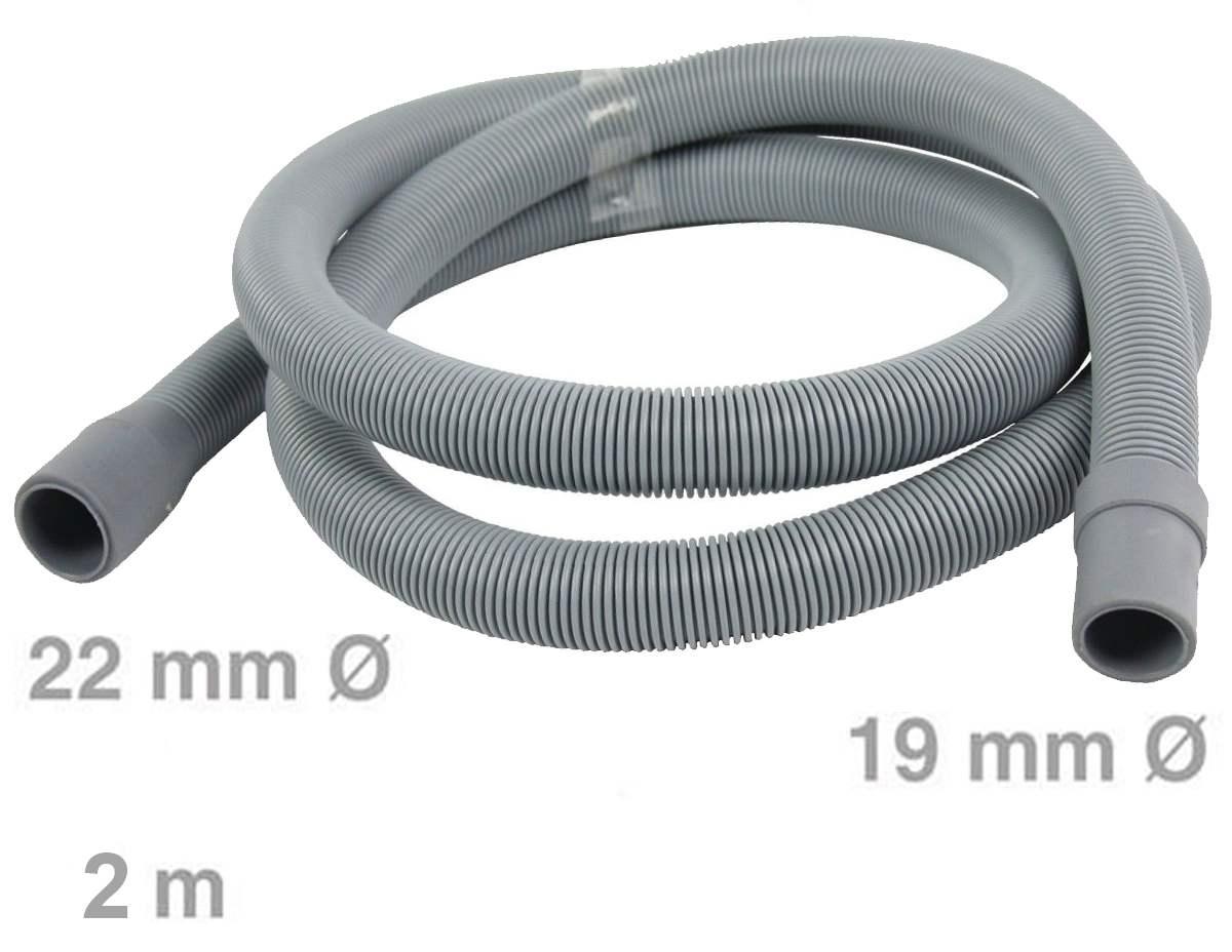 Tubo scarico lavatrice universale dritto 19x22 2m (bn)