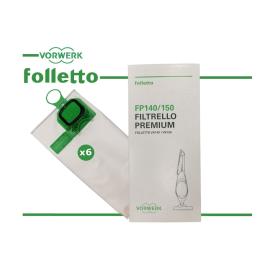 Confezione 6 Sacchetti Originali Filtrello Premium FP200 per Folletto VK200/VK220  S 