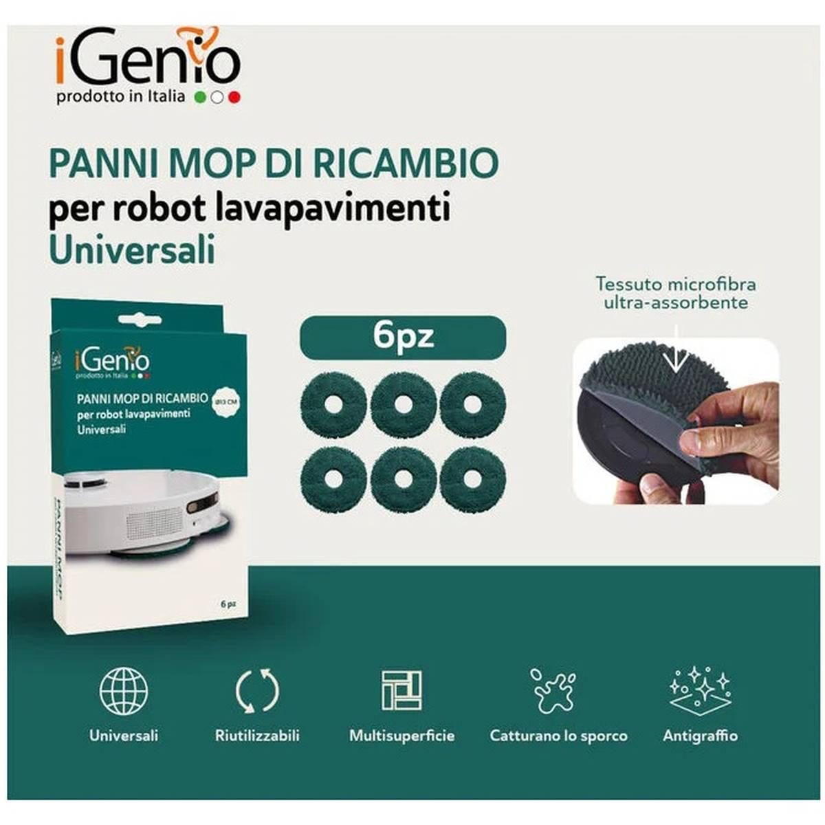 PANNI MOP PER ROBOT LAVAPAVIMENTI Ø13cm CONF. DA 6 PZ