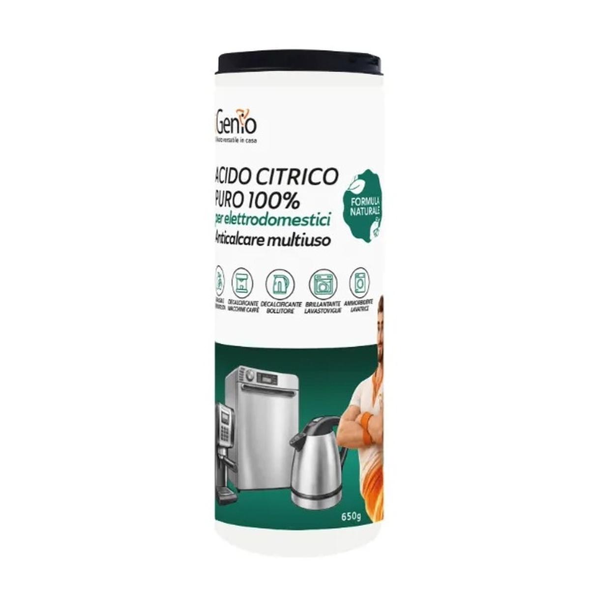 Acido citrico puro 100% per elettrodomestici, anticalcare multiuso, 650g
