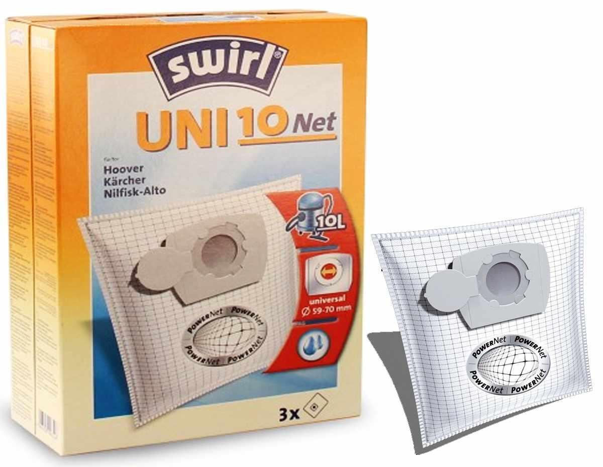 Sacchetti filtranti universali Swirl UNI10 per aspirapolveri a bidone 10L