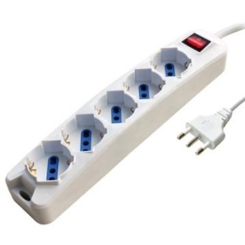Multipresa bianca n5 prese schuko/bipasso 10/16a - spina ita 2p