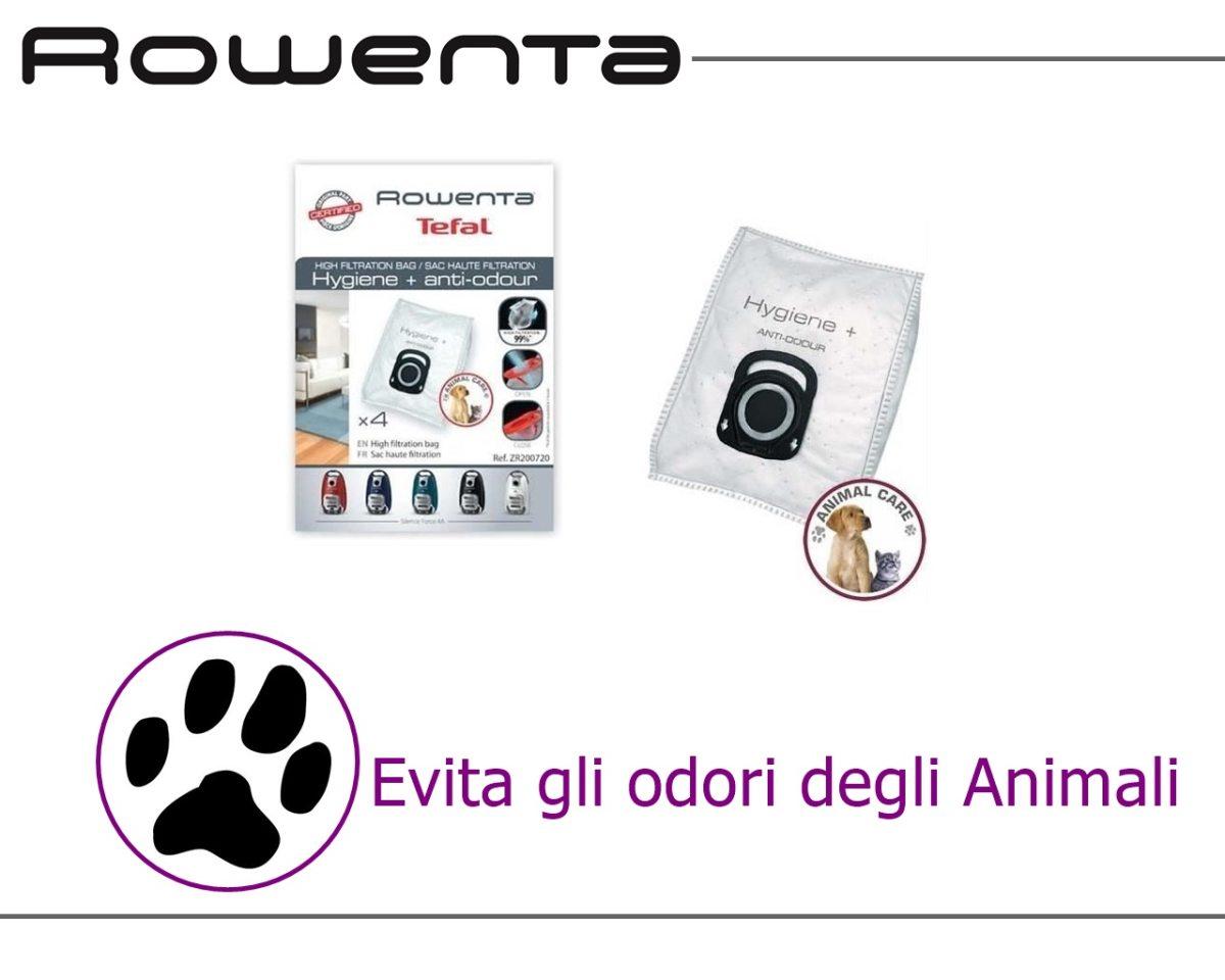 SACCHETTI ASPIRAPOLVERE ANTIODORE ROWENTA HYGIENE+ 4 Pz RO66455-41/RO6383