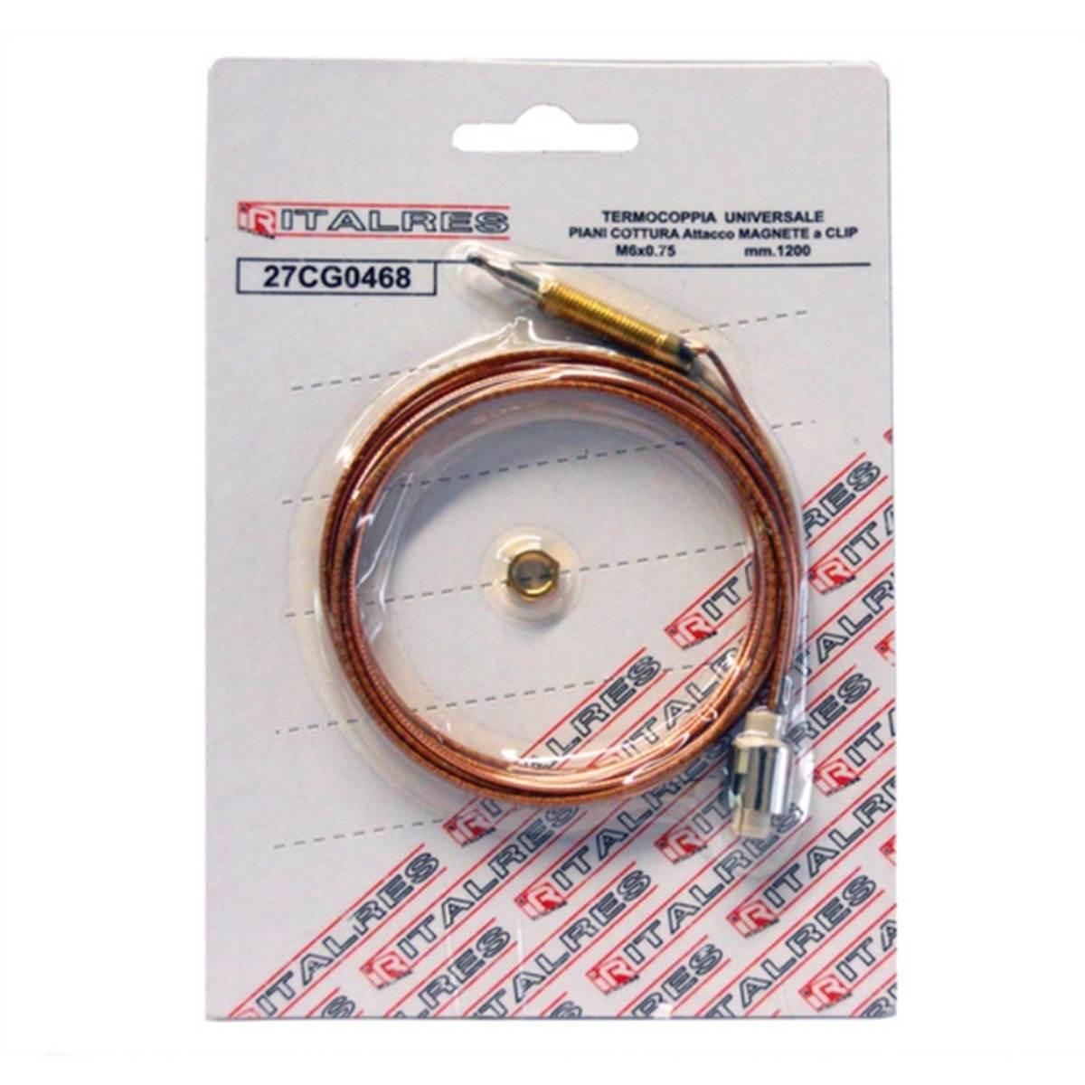 Termocoppia universale filettata m6 x 0,75 l1000 per magnete a clip