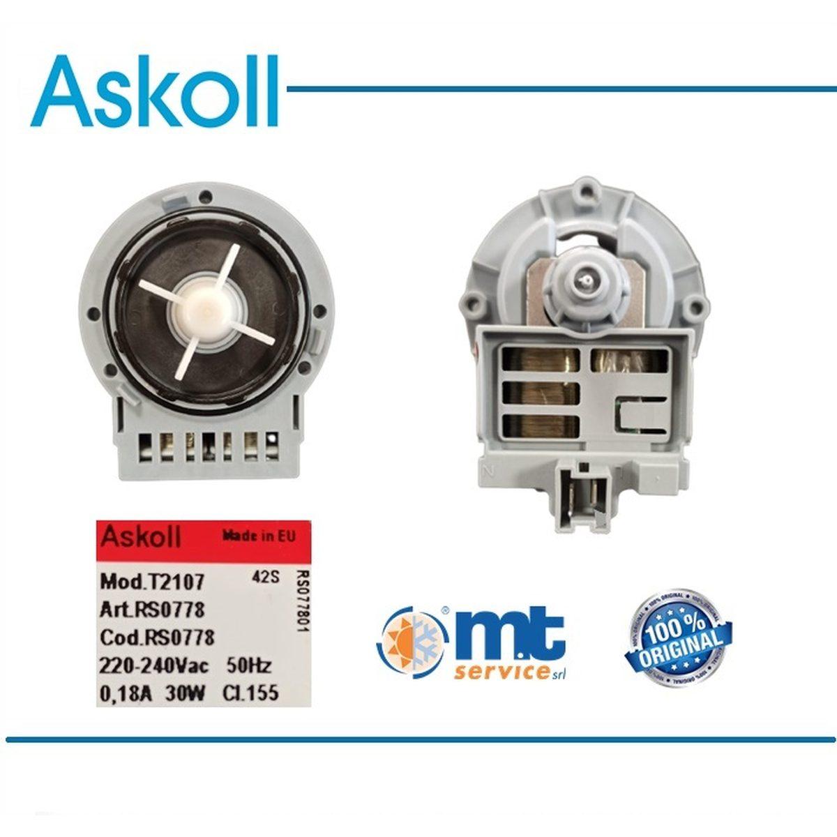 Pompa scarico askoll universale con connettore dietro compatibile 49021343