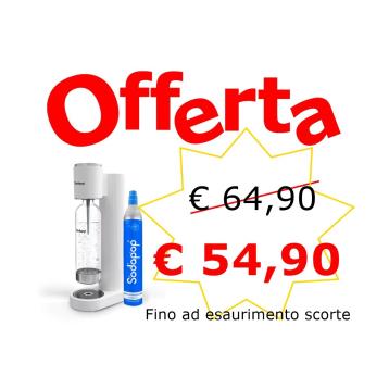 Gasatore sodapop cooper bianco/cromato e bombola co2